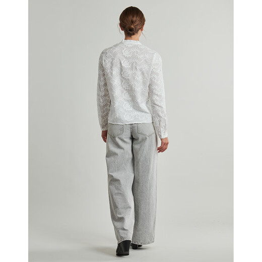 ONLY shirt women's long-sleeved commuter top women's white embroidered elegant women's 2026 spring and autumn new style white XL (EU)