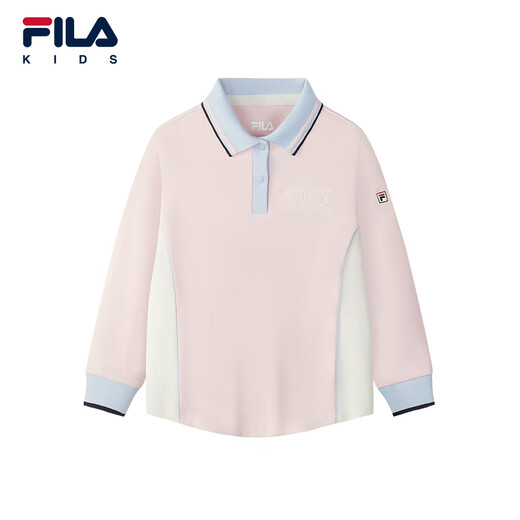 FILA children's clothing long-sleeved T-shirt 2025 winter new style girls and children loose sports POLO shirt hazy pink-LP 105