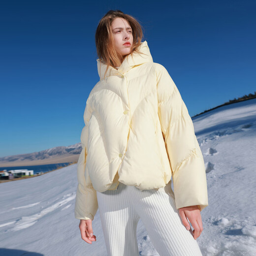 Sancai 2025 Winter New Hooded Down Jacket White Duck Down Bread Jacket for Women