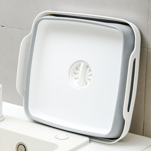 Yusenyi retractable vegetable basket household rotating drainage storage basin kitchen folding vegetable basin for washing fruits and vegetables gray white