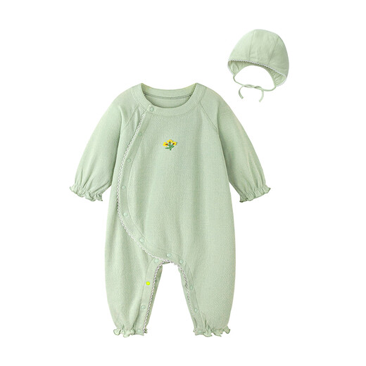 Minibala baby clothes for girls, pure cotton sweet jumpsuit, romper and hat set, spring new style, morning gray 20101 90cm