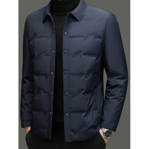 利郎商场同款男士白鸭绒羽绒服秋冬款商务休闲翻领短款轻薄保暖外套男 卡其色 M 170/88