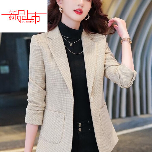 Woodpecker (TUCANO) small suit jacket for women 2025 spring and autumn new high-end plaid classic houndstooth woolen suit men's suit autumn and winter coffee grid coffee grid plus cotton thickened S recommended 80-95
