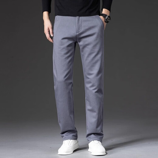 NASAOVER light luxury men's high-end casual pants autumn and winter loose elastic business stretch straight pants brand men's trousers high-end gray returnable with shipping insurance 8032 33 waist 2 feet 6