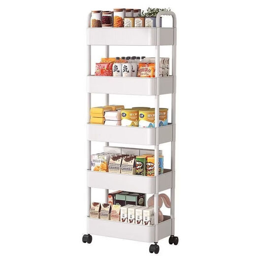 Runhuanian's new hair salon tool cart, oil perming and dyeing storage rack, beauty salon tool square, upgraded three-layer white, 4 pulleys + 2 armrests