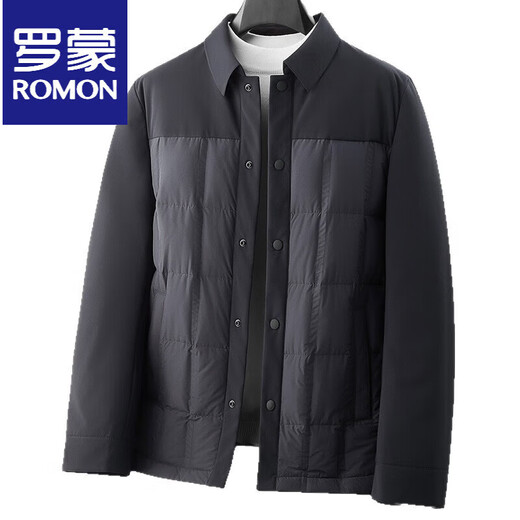 罗蒙（ROMON）男式羽绒服秋冬90白鸭绒保暖衬衣版无痕一体青年高奢商务老钱外套 白色 M 170