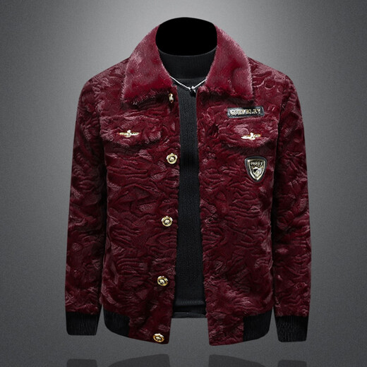 GENIUS国际一线品牌金貂绒外套男皮毛一体2025新款男士貂绒夹克高端冬装 棕色 M 【100-125斤】