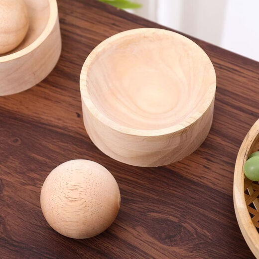 Runhuanian Wooden New Pressed Round Dumpling Skin Pressing Device Artifact Dumpling Cake Skin Wrapped Water Household Dumpling Mold Essential for making dumplings - natural solid wood 1 ball without base