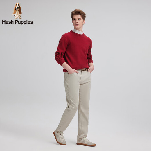 Hush Puppies soft and light men's autumn and winter simple warm and comfortable pullover cardigan red L