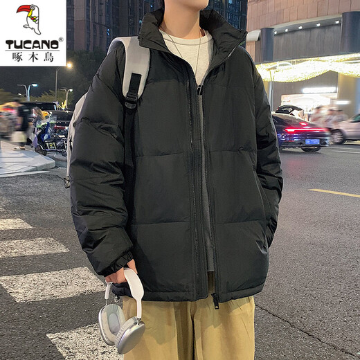 Дятел (TUCANO) Зимний утепленный теплый пуховик для мальчиков Модная куртка с высоким воротником «хлеб» Топы для подростков Универсальная и красивая куртка Off-White S 85-105Jin Jin весит 0,5 кг