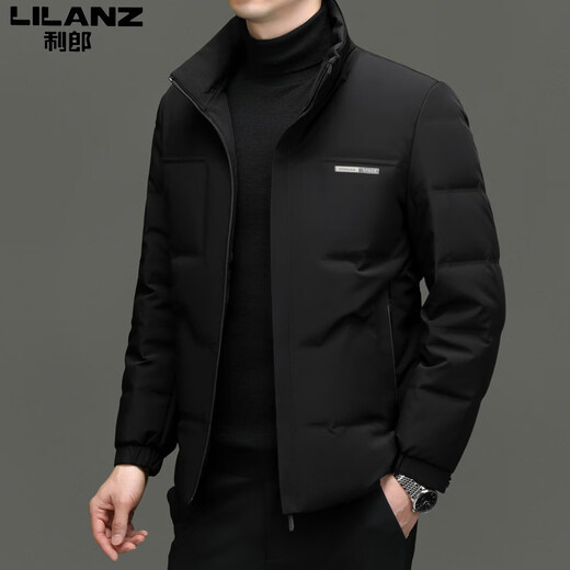 LiLang Shopping Mall Мужская короткая пуховая куртка с воротником-стойкой Зимняя новая деловая повседневная утолщенная теплая белая куртка на утином пуху черная M 170