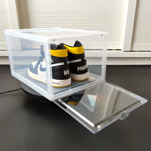 Yusenyi jrs same style transparent large size sneakers magnetic suction door shoe box hard acrylic storage box vertical opening anti-oxidation tide box 10 black magnetic suction vertical style inner height about 19.8cm 36x28x22cm 36 36x28x22cm