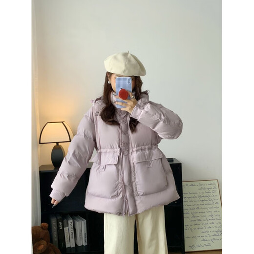 Playboy (PLAYBOY) 2026 Winter New White Duck Down Short Bread Jacket Women Korean Style Loose Thickened Waist Hooded Down Jacket Official Flagship Milky White S Suitable for 80-125 Jin Jin equals 0.5 kg