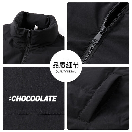 CHOCOOLATE it American retro stand collar casual down jacket for men in winter new trendy brand all-match warm and cold-proof bread coat Navy Blue S Recommended 80-100Jin Jin equals 0.5 kg