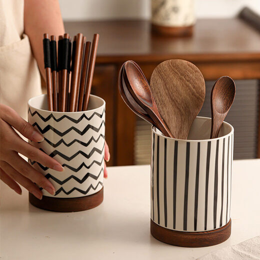 Tuojin German imported quality ceramic chopstick barrel holder household kitchen countertop drain quick chopstick cage chopstick bucket storage rack wavy chopstick barrel