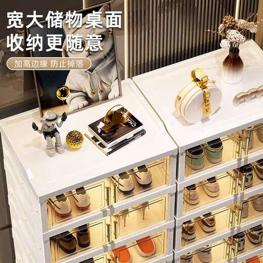 Yusenyi Shoe Box Home Door Indoor Folding Shoe Cabinet Storage Box Transparent Shoe Rack Storage 2 Columns, 6 Layers, 12 Compartments (Can Hold 24 Pairs) Bottom Heightened/Can Hold High Boots