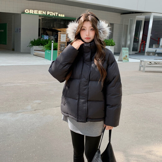 Bolison international first-line brand 2025 new down jacket women's short style small 95 white duck down thickened warm stand collar vanilla custard XS