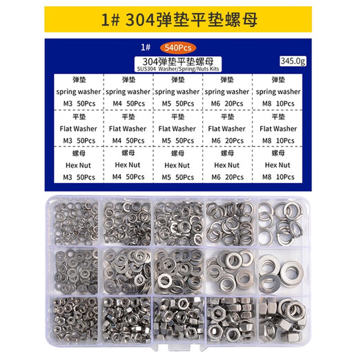 Jinggong 304 stainless steel hexagonal nut stainless steel nut hexagonal screw nut nut DIN934 M16 (2 pieces)