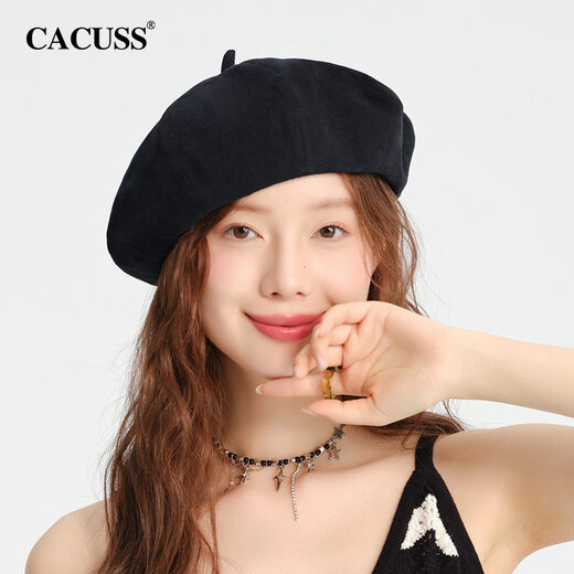 CACUSS beret women's spring and summer thin breathable versatile octagonal hat big head circumference showing face small literary painter hat light khaki one size