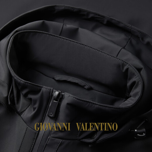 GIOVANNI VALENTINO (While stocks last) Winter business casual hooded warm and wear-resistant quilted cardigan jacket men's cotton coat dark brown S