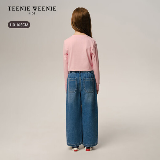 Teenie WeenieTeenie WeenieTeenie Weenie Kids Bear children's clothing 26 new girls college style printed round neck long-sleeved cotton T-shirt off-white 150cm