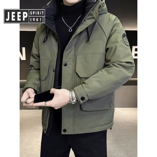 JEEP SPIRIT Jeep Down Jacket Men's Winter Thickened 2025 New Style Short Large Size Winter Outdoor Charge. Jacket Workwear Purple M