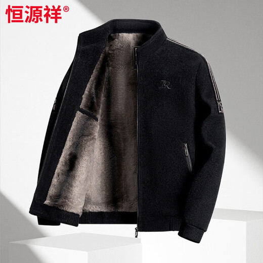 Hengyuanxiang Dad Зимняя куртка Schneider среднего возраста Мужская теплая куртка с воротником-стойкой Зимний топ для дедушки среднего возраста Черный XL