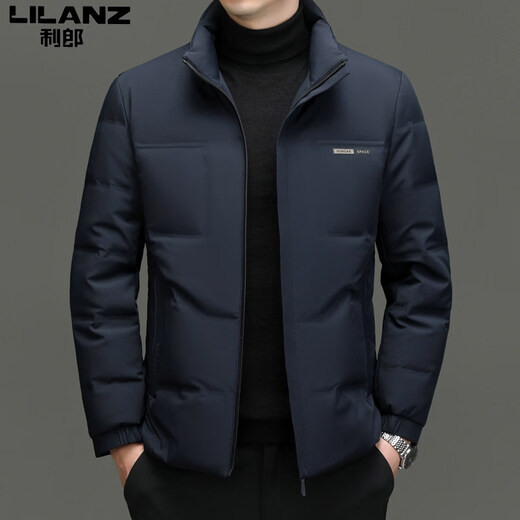 LiLang Shopping Mall Мужская короткая пуховая куртка с воротником-стойкой Зимняя новая деловая повседневная утолщенная теплая белая куртка на утином пуху черная M 170