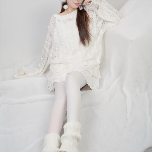 B-skin ski socks for men and women, over-the-knee stockings, autumn and winter sports fashionable knee pads, warm socks, anti-curling bare leg artifact, pearl white M 80-130Jin Jin equals 0.5 kg