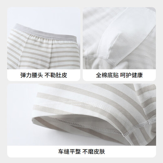 Anair boys' boxer briefs three-piece set 2026 spring new cotton boxer briefs, skin-friendly, breathable and antibacterial, combination 01 (blue flowers + gray stripes + star blue) 110