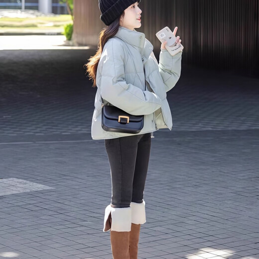 Playboy (PLAYBOY) Korean short down jacket 2026 winter new thickened sweet duck down little man's bread coat official flagship sky blue down jacket S