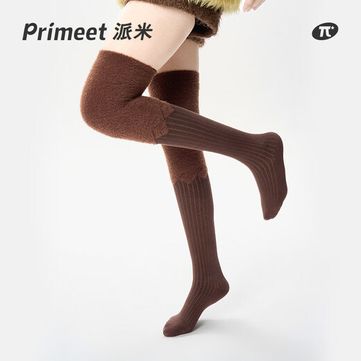 Pami Pile Over-the-Knee Socks Women's Spring and Summer High-Over-the-Knee Stockings Thigh Socks Plus Velvet Warm Knee Protectors Anti-Slip Women's Stockings Dark Coffee One Size