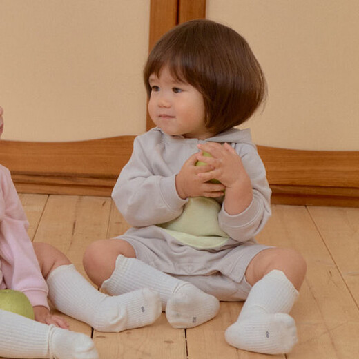 Papa climbing spring glutinous rice cotton jumpsuit for men and women long-sleeved short oatmeal color 100cm