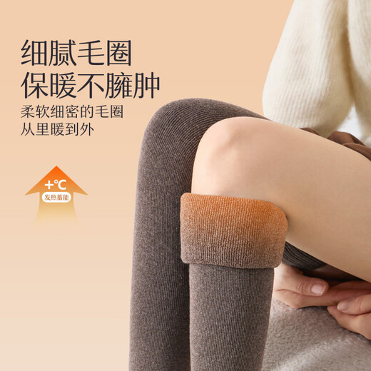Bamboo long knee-warming stockings for women in autumn and winter thickened warm terry cotton socks non-slip leggings high-knee thigh socks dark gray + black M tube length 62C thickened terry_warm and slimming