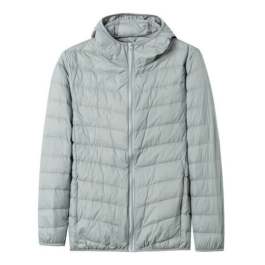 Jeanswest Jeanswest Мужская повседневная теплая пуховая куртка с капюшоном 2026 Весенняя новая простая однотонная пуховая куртка LR Светло-серая 2020 M 160/88A