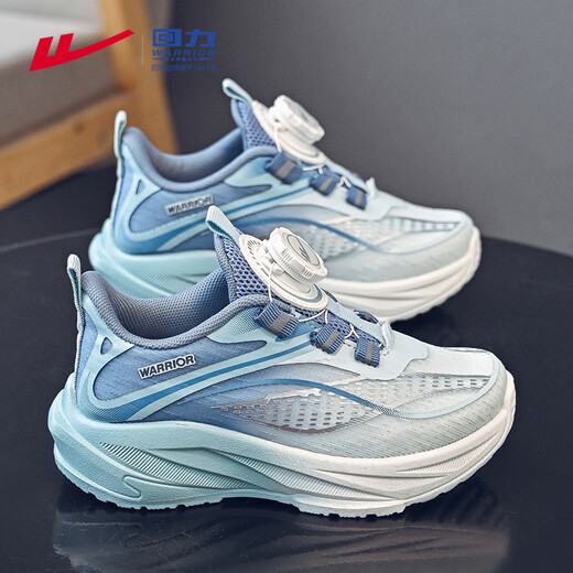 Warrior Children's Shoes Boys' Sports Shoes 2026 Spring and Autumn Mesh Breathable Medium and Large Children's Running Shoes Girls' Shoes WZ-2117 White Blue 31