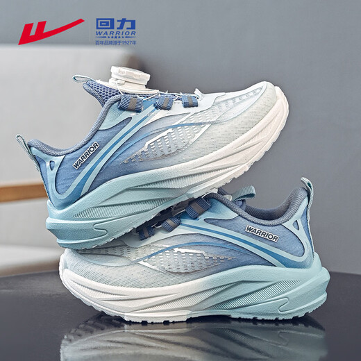 Warrior Children's Shoes Boys' Sports Shoes 2026 Spring and Autumn Mesh Breathable Medium and Large Children's Running Shoes Girls' Shoes WZ-2117 White Blue 31