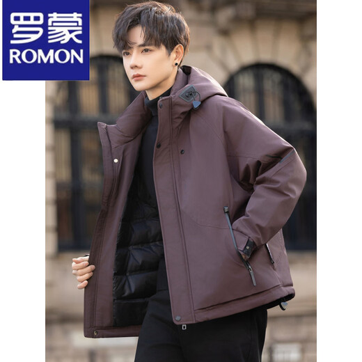 Мужская зимняя пуховая куртка ROMON с капюшоном, новый стиль, утолщенная и теплая уличная куртка, рабочая куртка, черная, XL, вес 140-160Jin Jin, вес 0,5 кг.