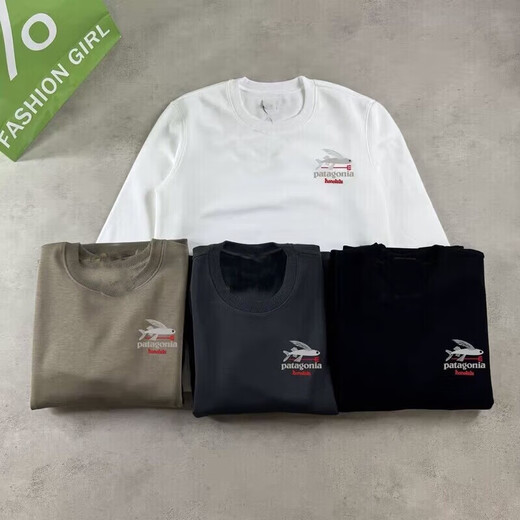 Pata Bata spot American trendy brand PATA25 new autumn and winter flying fish limited edition couple model men and women round neck white XS