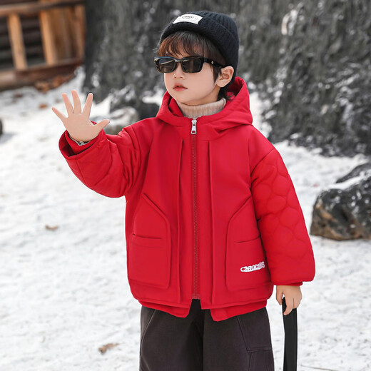 HAL.DUCK Down Jacket Boys' Cotton Clothes Winter Clothes New Style Handsome Street Children's Padded Cotton Clothes Winter Cool and Handsome Boys' Thickened Cotton Cotton Clothes Style Coffee Colored Cotton Clothes Jackets (Padding) 130 cm