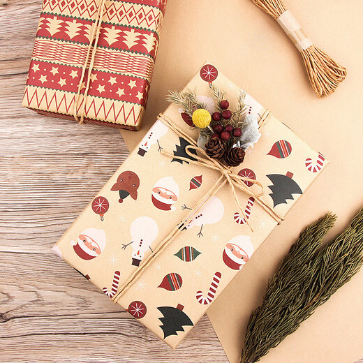 DOROCH Christmas wrapping paper 6 sheets with ribbon twine gift wrapping paper birthday gift DIY handmade paper kraft paper
