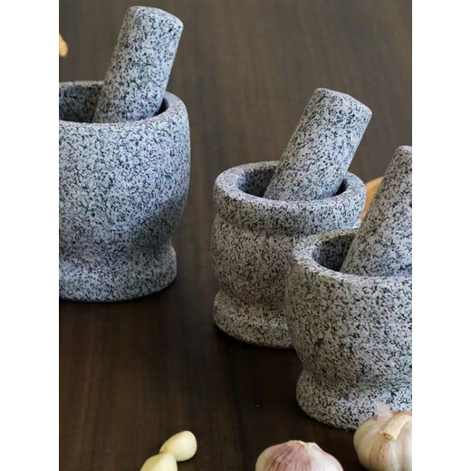 Tuojin imported quality natural stone pestle and mortar from Germany, household medicine jar grinder, stone mortar, traditional Chinese medicine grinder, manual grinding, diameter 17 cm, with lid