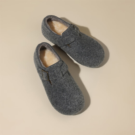 Daphne German training shoes women's Birkenstock shoes cotton shoes plus velvet to keep warm 2025 new style versatile winter gray 35 (225mm) standard size