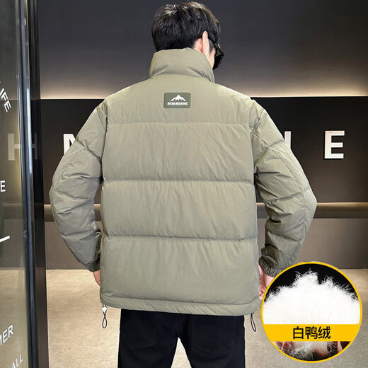 KBXNG Jinba Зимний пуховик с воротником-стойкой, мужская новая модная модная брендовая клетчатая рабочая одежда, топ, утепленная теплая куртка зеленого цвета M