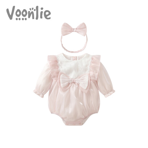 Fanhunting baby spring clothes, newborn clothes, baby girl onesie, princess full moon, hundred days, spring and autumn pink 73cm