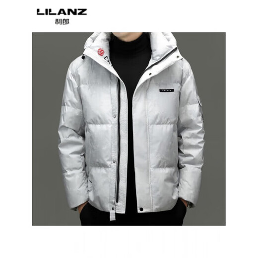 LILANZ high down filling winter men's down jacket hooded camouflage casual fashion thermal storage warm thick short jacket white camouflage 14XL (190)