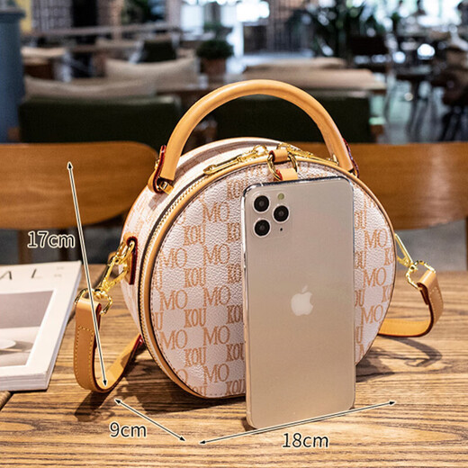 纪诗哲轻奢品牌包包女包女士单肩包斜挎手提小圆包送女友老婆生日礼物侈 印花咖啡色 精美礼盒/礼物