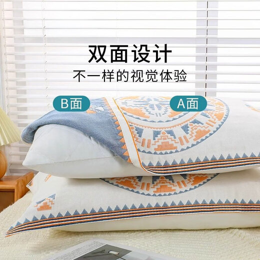 LangSha pure cotton pillowcase single high-end cotton pillowcase men's oil-proof and sweat-proof enlarged 50x80cm pillow cushion Sun God yellow cotton fabric four layers of gauze 50cm*80cm one pack