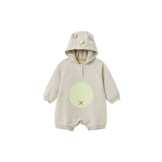 Papa climbing spring glutinous rice cotton jumpsuit for men and women long-sleeved short oatmeal color 100cm