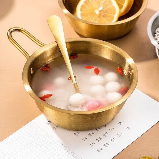 WANIOT golden spoon Korean style high-looking stainless steel spoon creative rice spoon spoon long handle exquisite large soup spoon hot pot spoon stainless steel golden spoon 10 pieces